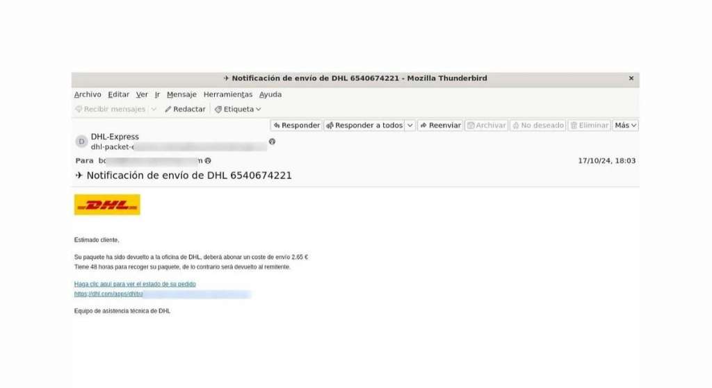 Así es la nueva estafa que vacía las cuentas bancarias con solo hacer clic en un correo que suplanta a una empresa de mensajería