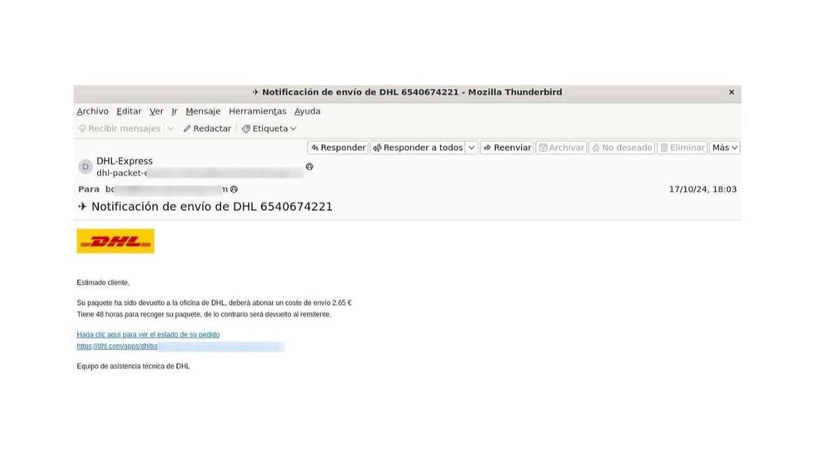 Así es la nueva estafa que vacía las cuentas bancarias con solo hacer clic en un correo que suplanta a una empresa de mensajería